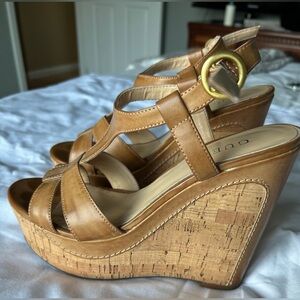 Guess leather and cork wedge sandals